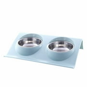 HIBRO Dog Travel Bowl with Lid Accessories Dog Show Dog Bowl Double Dog Cat Bowl Stainless Steel Water And Food Raised Bowl Pet Feeding Suitable For Small And Medium Dogs And Cats