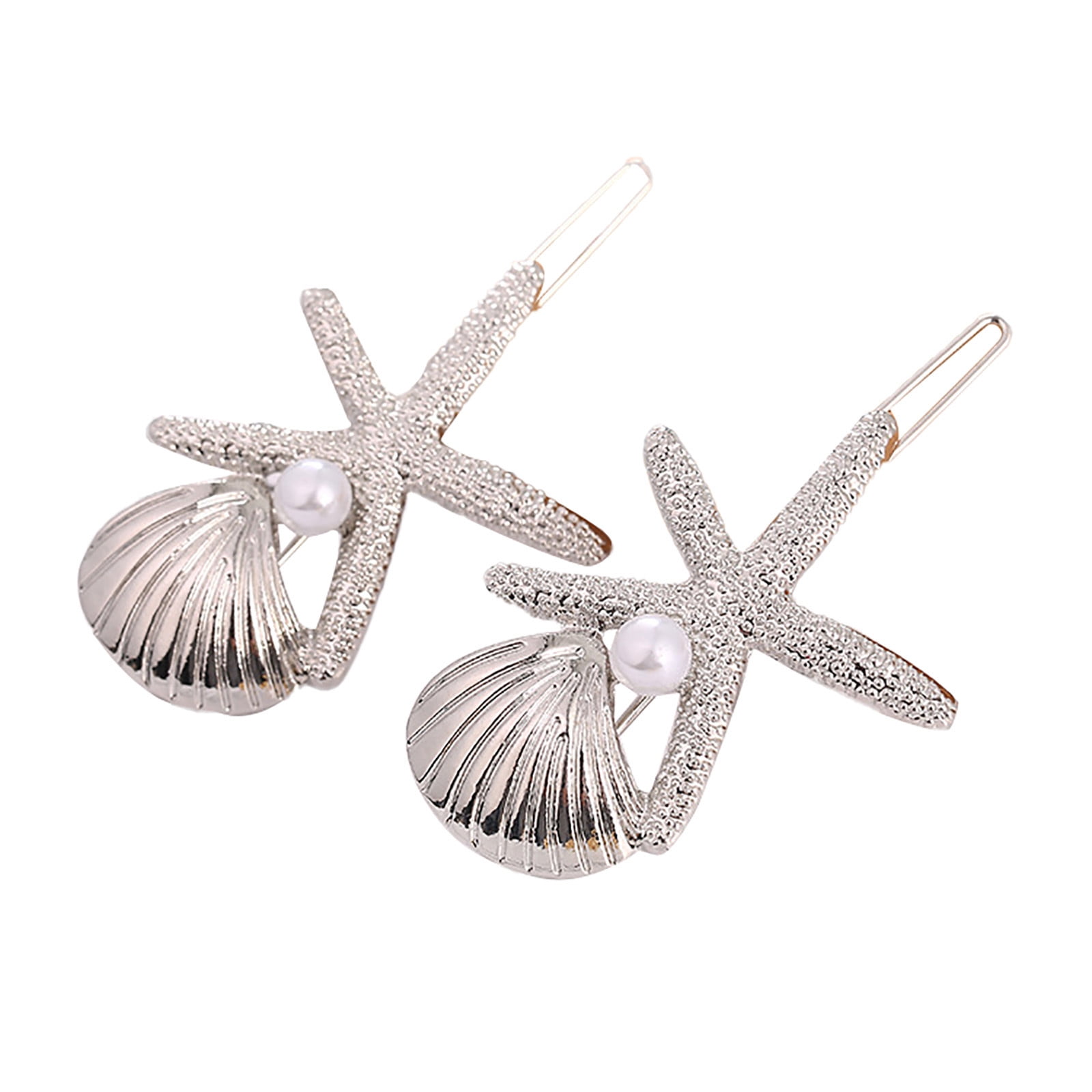 HIBRO Medium Size Hair Clips Seashell Pearl Hairpins Side Bangs Hair