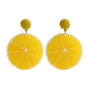 HIBRO Raffia Earrings Cool Summer Lemon Earrings Feminine Personality Exaggerated Trendy Earrings 1 Pair Of Earrings