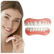 HIBRO Teeth Veneers Snap And Bottom False Teeth Soak Teeth Veneer Cosmetic Teeth Natural Shade Fix Confident 2Pcs