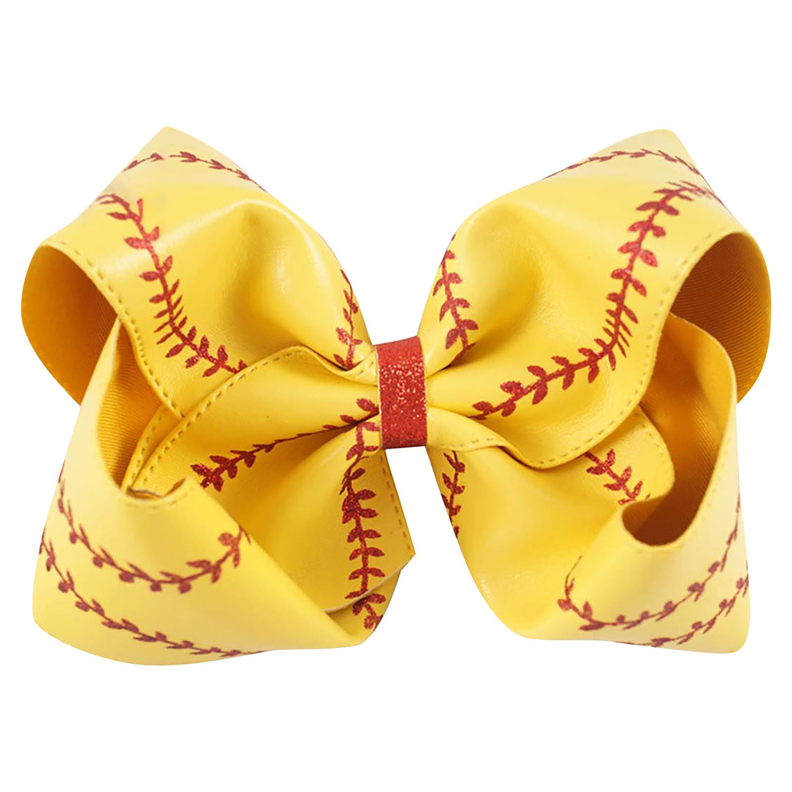 HIBRO Vintage Hair Ties Softball Hair Clips Bow Two Colors Softball