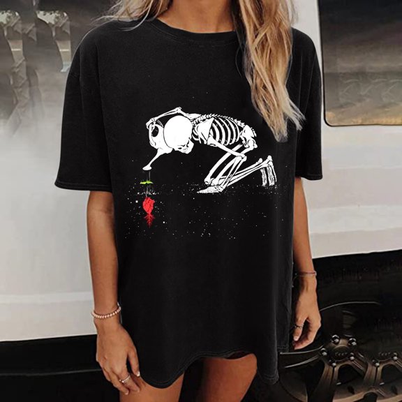 HIBRO Women Casual Printing Short Sleeve Tops Blouse Round Neck Casual Tee Tunic Shirts