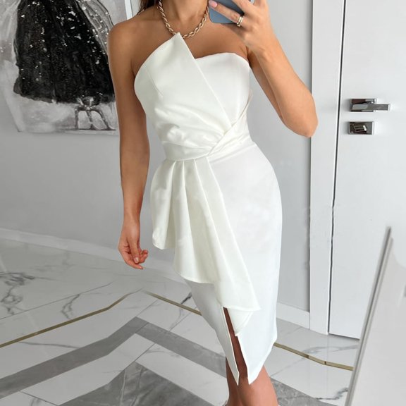 HIBRO Women Elegant Summer Dress Fashion Female Off Shoulder High Waist Corset Bodycon Dress