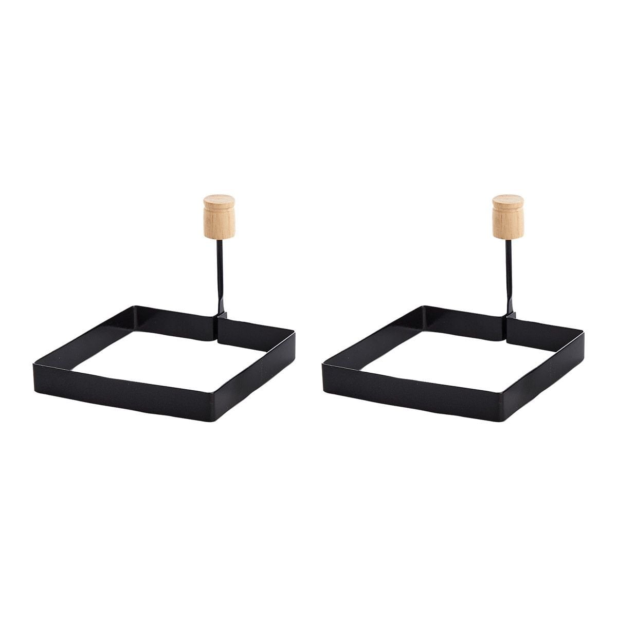 HIC 2pc Non-Stick Square Egg and Pancake Cooking Rings with Folding ...