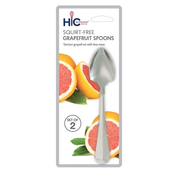 HIC 2pc Stainless Steel Grapefruit Spoons - Serrated Knife Edge Fruit Scoop