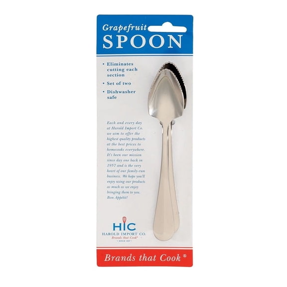 HIC 2pc Stainless Steel Grapefruit Spoons - Serrated Knife Edge Fruit Scoop
