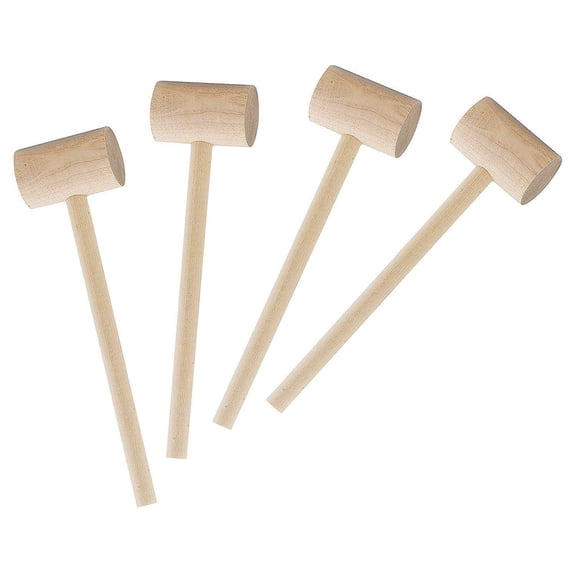 HIC 7.75-inch Wooded Crab Mallet - Easily Crack Open Crab and Lobster Shells 4 Pack