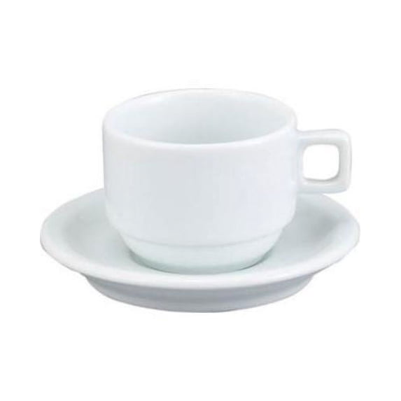 HIC Demi Cup and Saucer, White, Set of 6