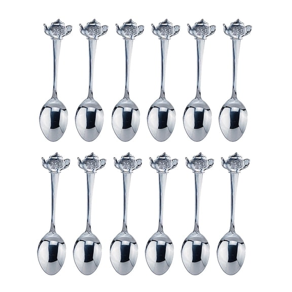 Fino Demi Spoon, Stainless Steel, Teapot Design, For Everyday Coffee, Desserts, Entertaining, and Holiday Dining, Set Of 12