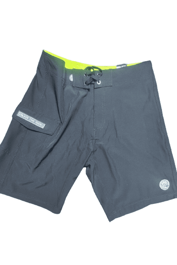 HIC Hawaiian Island Creations Men's Stretch Lifeguard Surf Board Shorts (Black, 36)