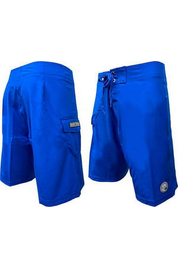 HIC Hawaiian Island Creations Mens Stretch Lifeguard Surf Board Shorts (Royal, 32)