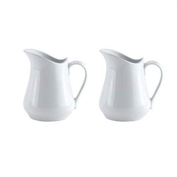 HIC Kitchen Creamer Pitcher with Handle, Fine Porcelain, 4-Ounce, Set of 2