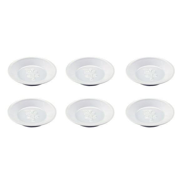 HIC Kitchen Embossed Oil Dipping Dishes, Olive Branch Design, Round, Fine Porcelain, 5-Inch Diameter, Set of 6
