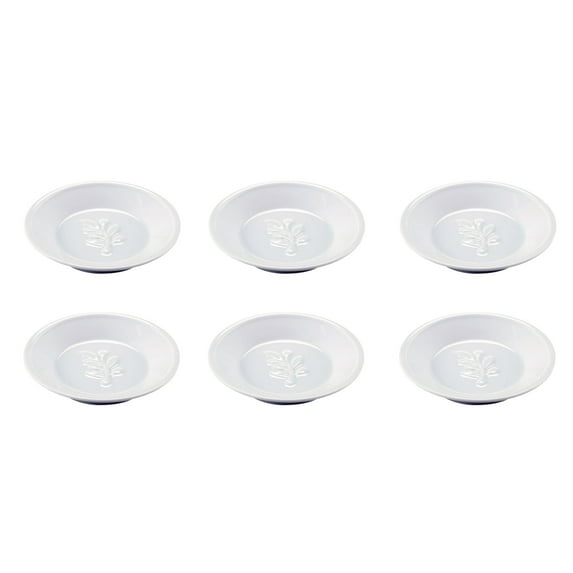 HIC Kitchen Embossed Oil Dipping Dishes, Olive Branch Design, Round, Fine Porcelain, 5-Inch Diameter, Set of 6