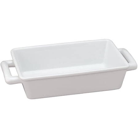 HIC Kitchen Rectangular Individual Lasagna Pan with Handles, Fine White Porcelain