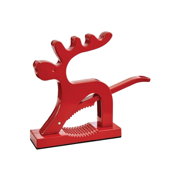 HIC Kitchen Reindeer Nutcracker, Heavyweight Aluminum, Easy Lever Tool For Cracking Almonds Walnuts Pecans And More
