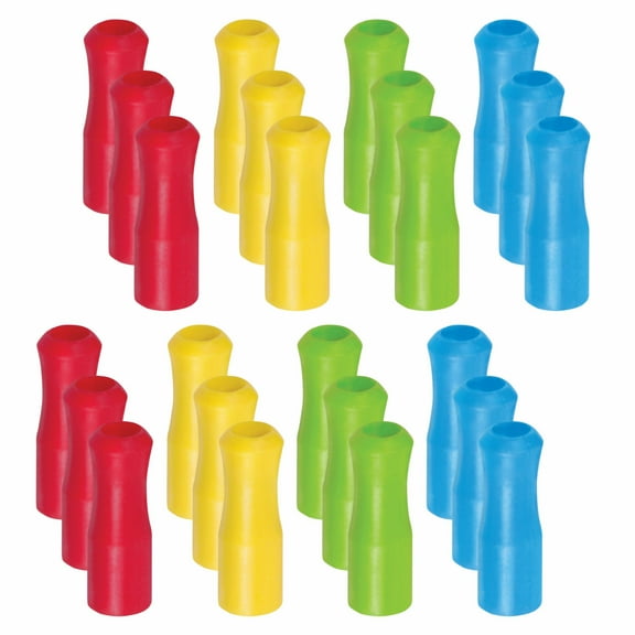 HIC Kitchen Silicone Straw Tips with Zipper Mesh Storage Bags, FDA Approved, Set of 24