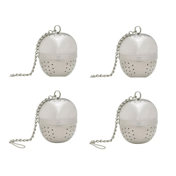 HIC Kitchen Tea Ball Infusers, 18/8 Stainless Steel, Set of 4, For Loose Leaf Tea and Mulling Spices