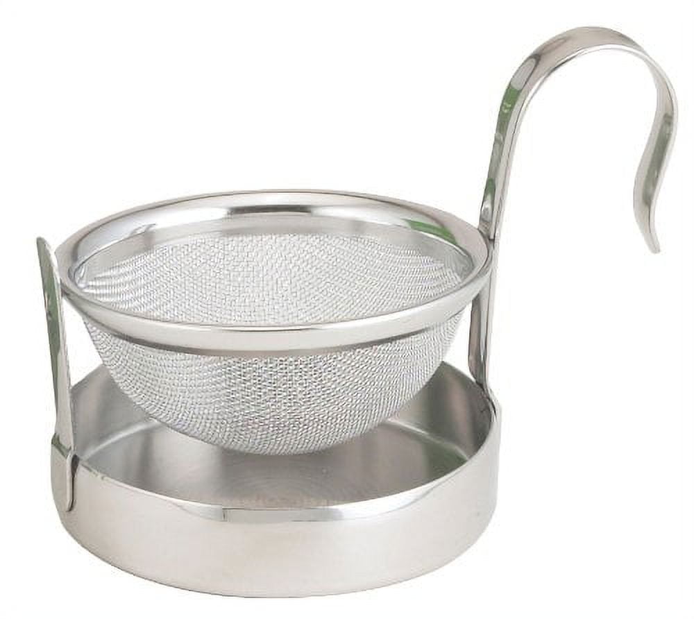 HIC Loose Leaf English Tip Tea Strainer with BuiltIn Drip Tray, 18/8