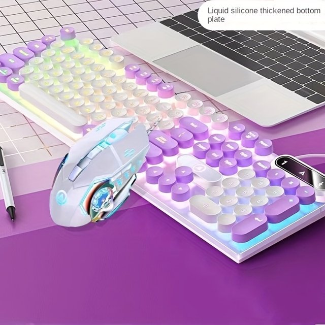 HIC Mechanical Feel Punk Keyboard Round Key Wired Backlit Esports Game