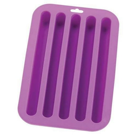 HIC Purple Silicone Water Bottle Stick Ice Cube Tray and Baking Mold - Makes 5 Long Cubes