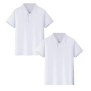 HICBEKETEA 2 Packs Boys Polo Shirt Uniform School Polo Shirts for Boys Girls 4T-12Y, White