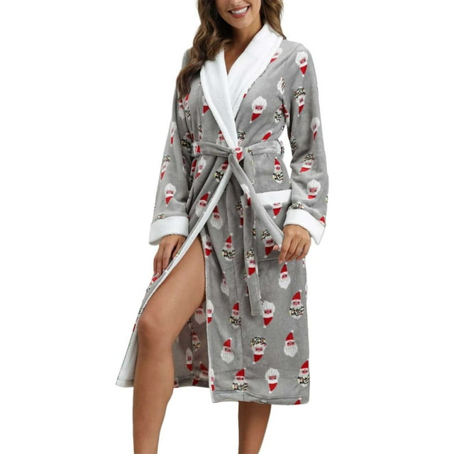 HICBEKETEA Womens Lightweight Soft Fleece Lounge Bathrobe Plush Long
