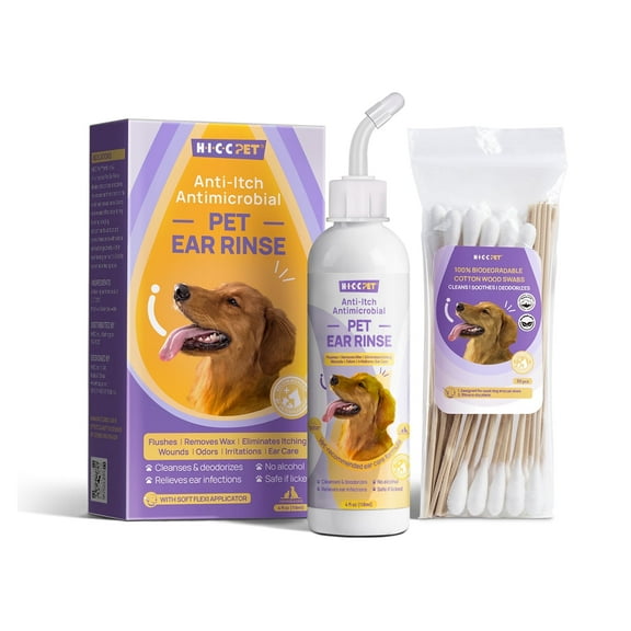 HICC Pet Ear Rinse for Dogs and Cats, 4 fl. oz., Ear Cleansing & Relief