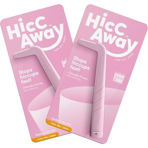 HICCAWAY Hiccup Straw - Stops Hiccups Naturally & Fast - As Seen On Shark Tank - Clinically Proven Relief for All Ages, Children & Adults - Safe, Lightweight, & Reusable Pink 2 Pack