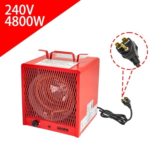HICFM 240V Electric Garage Heater 4800W Fan-Forced Industrial Heater with Thermostat Control, Fast Heats Up to 500 ft NEMA 6-30P Plug for Workshop or Factory - UL Listed
