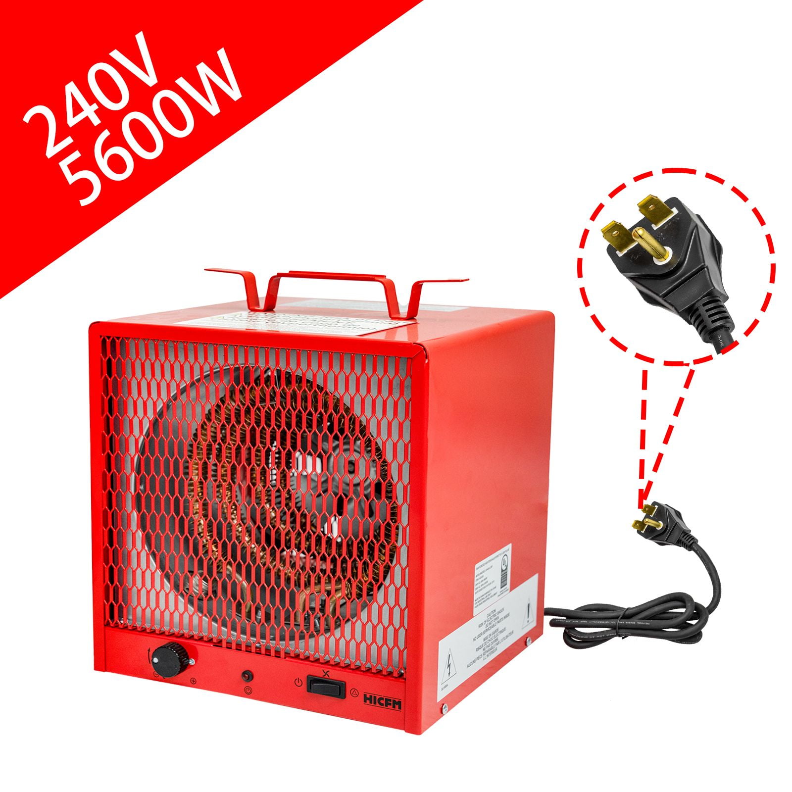 HICFM Electric Portable FanForced Space Heater 240V 5600W, 6Foot Cord