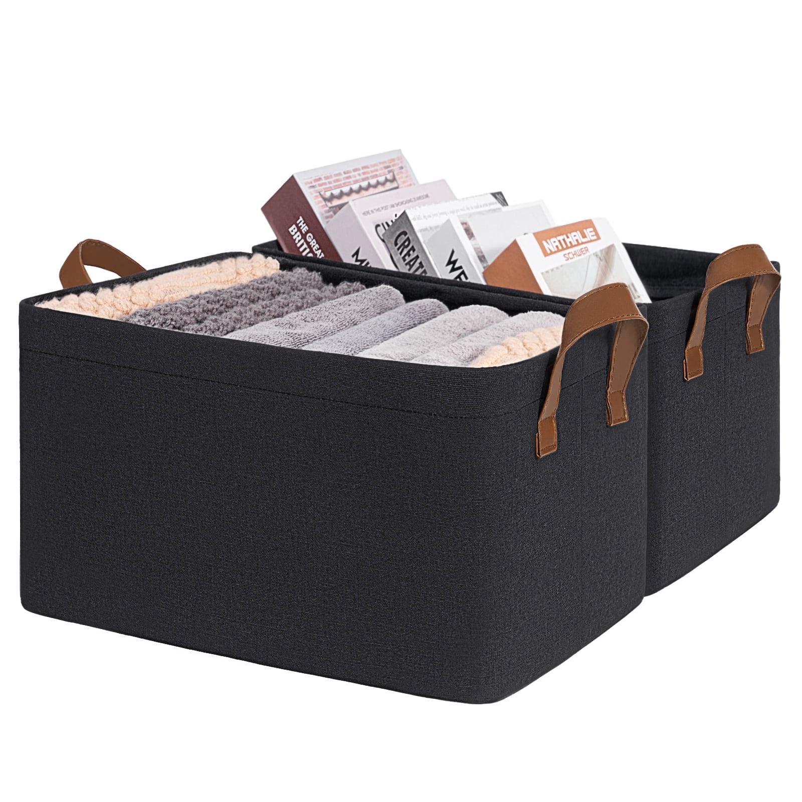 HICHEN Black Storage Bins for Closet,Flodable Organizing Baskets for