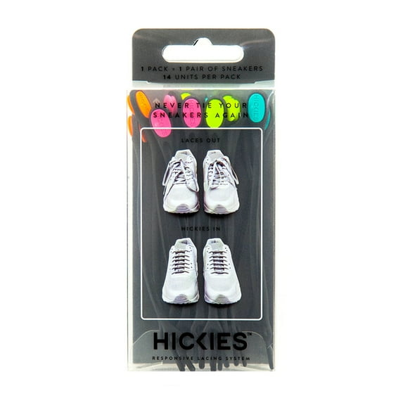 HICKIES 1.0 Original Unisex One Size Fits All Elastic No-Tie Shoelaces (Black/Multi)