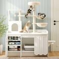 thumbnail image 1 of HICOMILA 50.6" All-in-One Cat Tree with Hidden Litter Box, Multi-Level Cat Tower with Scratching Post & Storage Cabinet, 1 of 7