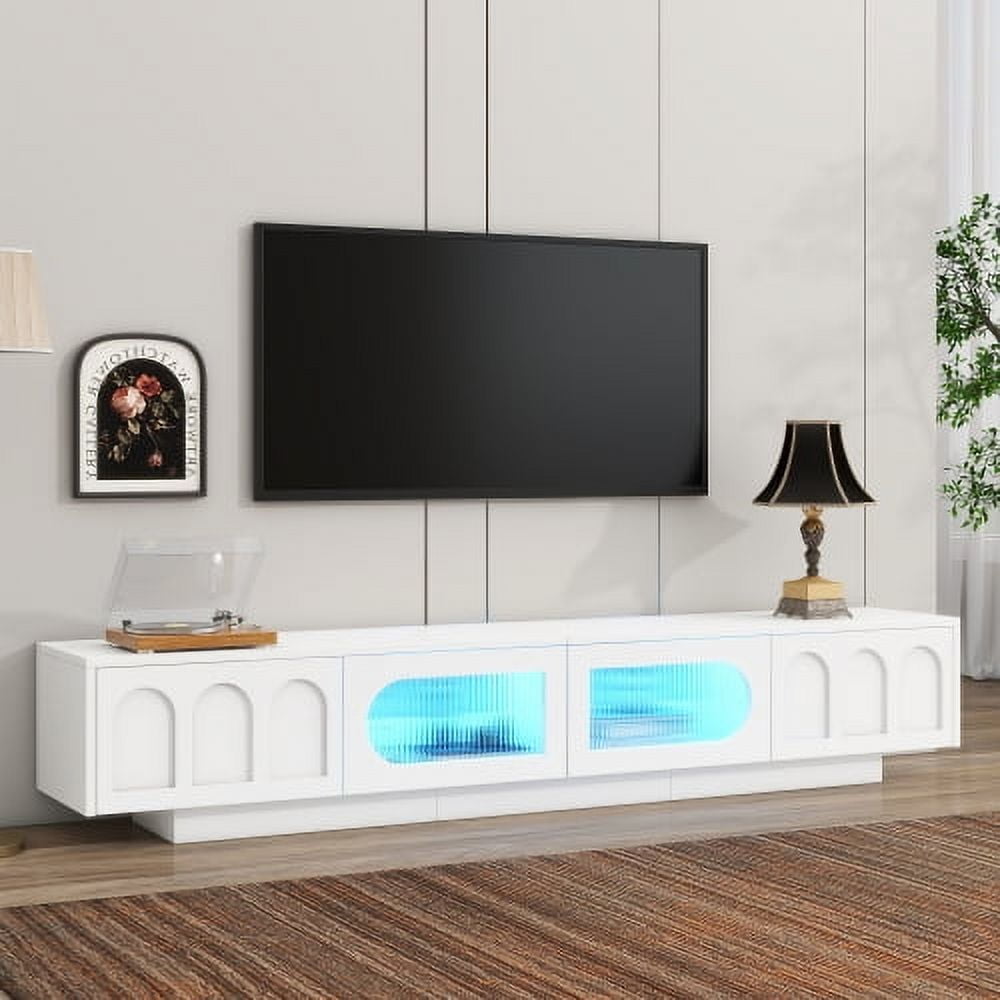 HICOMILA Large LED TV Stand for up to 95" TVs, Entertainment Center with 2 Storage Cabinet & 2 Deep Drawers for Living Room, White