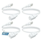 DEWENWILS 4 Pack 3FT Extension Cords for Indoor 2 Prong 3 Outlets with Safety Cover 16 AWG SPT-2 Power Strip Cable ETL Listed