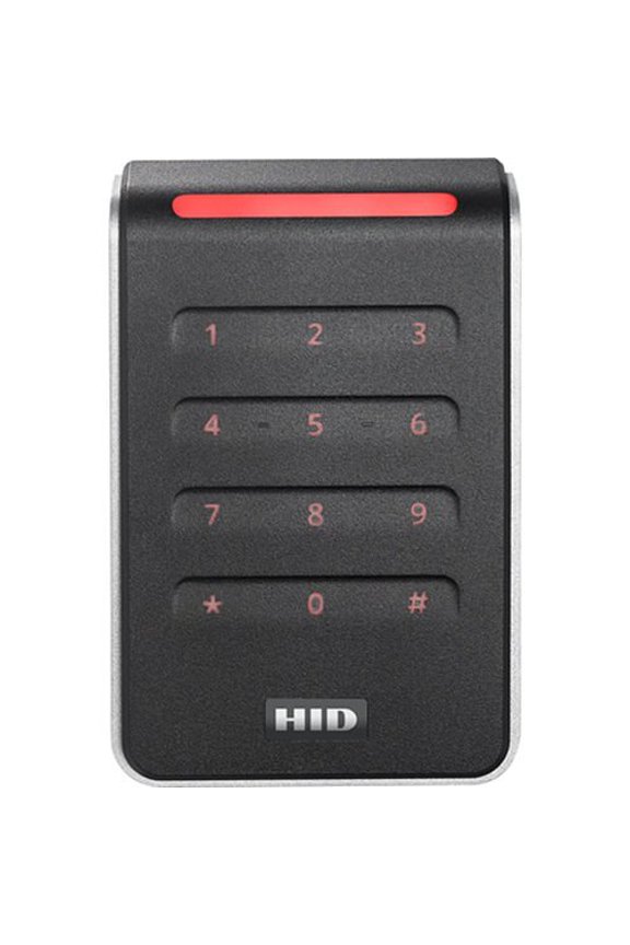 HID 40KNKS-02 Signo 40K Wall Mount Contactless Smartcard Keypad Reader, 13.56mHz Profile, OSDP/Wiegand, Pigtail, Mobile Ready, Black with Silver Trim (Replaces RK40, RPK40)
