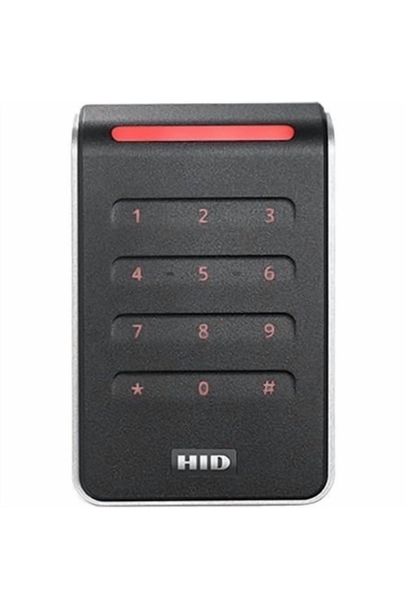 HID 40KTKS-T0-000000 Signo 40 Contactless Smart Card Keypad Reader, Multi-Technology, Mobile Ready, Wall Switch Mount, Terminal, Black with Silver Trim