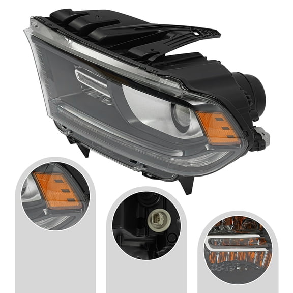 HID Headlight Assembly for Dodge Durango 2016 2017 2018 2019 2020 Left Driver Side Front Head Lamp Replacement w/LED DRL Black Housing Clear Lens 68261183AI (Left Driver Side)