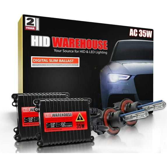 HID-Warehouse 35W AC Xenon Bundle with Slim AC Ballast 1 Pair and Bi-Xenon H13 / 9008 6000K - 6K Light Blue Xenon Bulbs 1 Pair