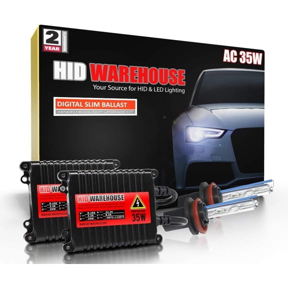 HID-Warehouse 35W AC Xenon Bundle with Slim AC Ballast 1 Pair and H11 6000K - 6K Light Blue Xenon Bulbs 1 Pair