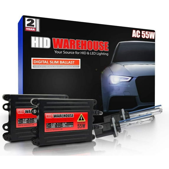 HID-Warehouse 55W AC Xenon Bundle with Slim AC Ballast 1 Pair - 880/881 5000K - 5K Bright White Xenon Bulbs 1 Pair