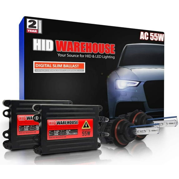 HID-Warehouse 55W AC Xenon Bundle with Slim AC Ballast 1 Pair - Bi-Xenon 9007 8000K - 8K Medium Blue Xenon Bulbs 1 Pair