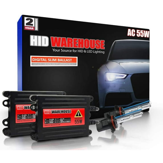 HID-Warehouse 55W AC Xenon Bundle with Slim AC Ballast 1 Pair - H10 / 9140 12000K - 12K Purple Xenon Bulbs 1 Pair