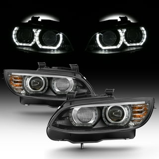 Spec-D Tuning Black Housing Dual Projector Headlights with 3D LED Tube  Compatible with 2006-2011 BMW 3-Series E90 Sedan/E91 Wagon, Left + Right  Pair