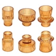 thumbnail image 1 of HIDAWN 6 Pcs Amber Glass Candlestick Holders Tealight Candle Holders, Votive Candle Taper Candle Holder, 1 of 9