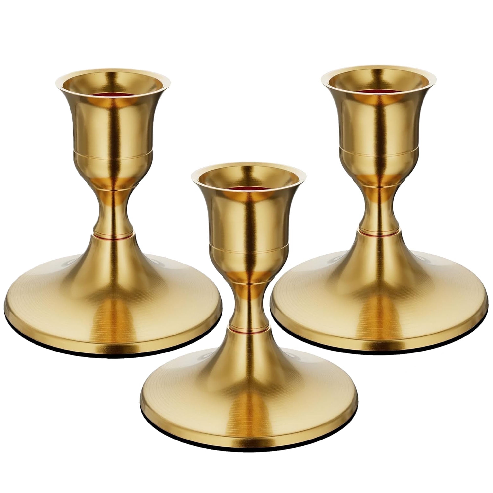 HIDAWN 3 Pack Metal Taper Candle Holders for Candlesticks Gold, Candelabra Vintage Candle Stick for Fireplace Party Dining Home