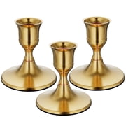 HIDAWN 3 Pack Metal Taper Candle Holders for Candlesticks Gold, Candelabra Vintage Candle Stick for Fireplace Party Dining Home