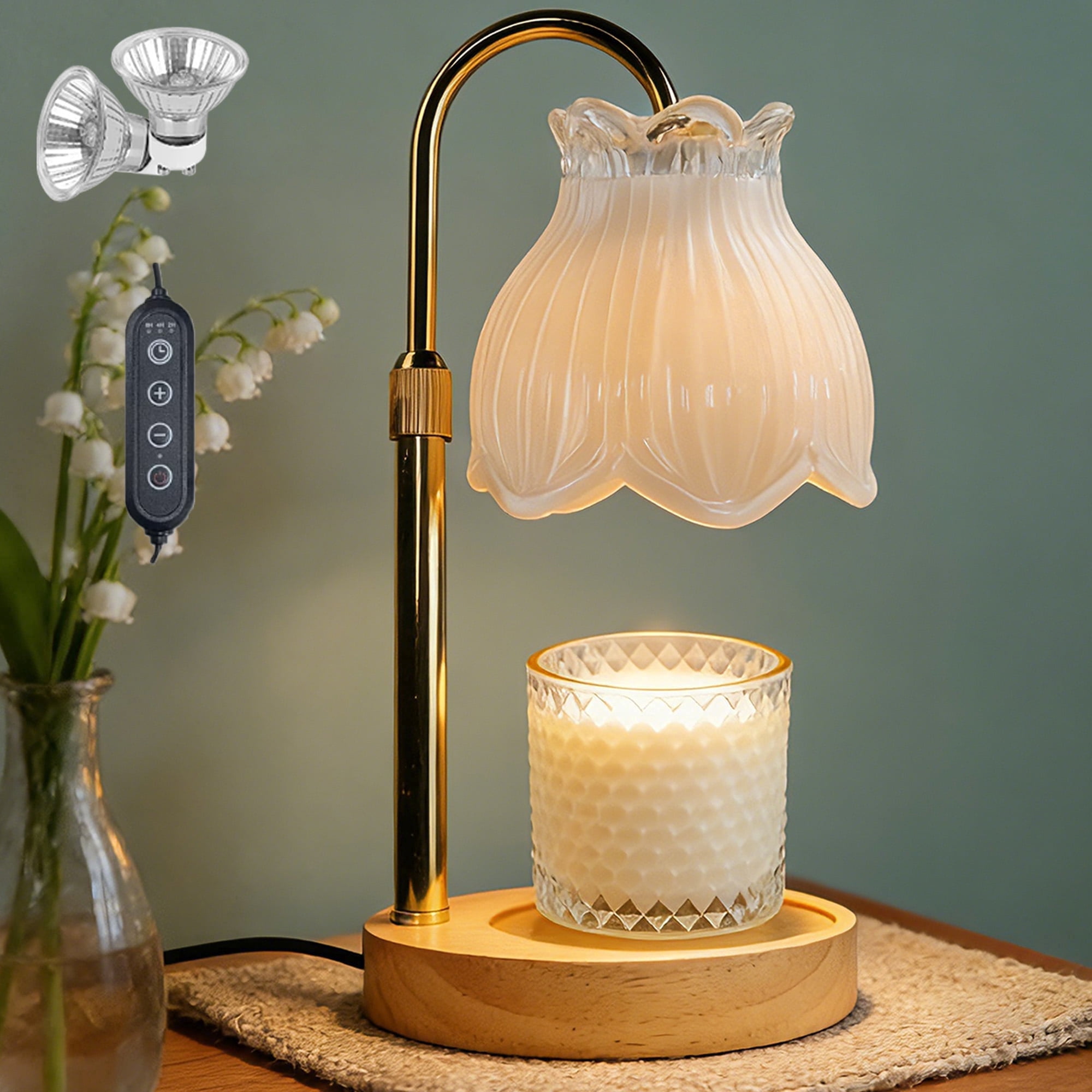 HIDAWN Candle Warmer Lamp with Timer Dimmable,Adjustable Height,Electric Flameless Wax Melter  for Jar Candles with 2 Bulbsfor Women Mom, House Warming Gifts Ne