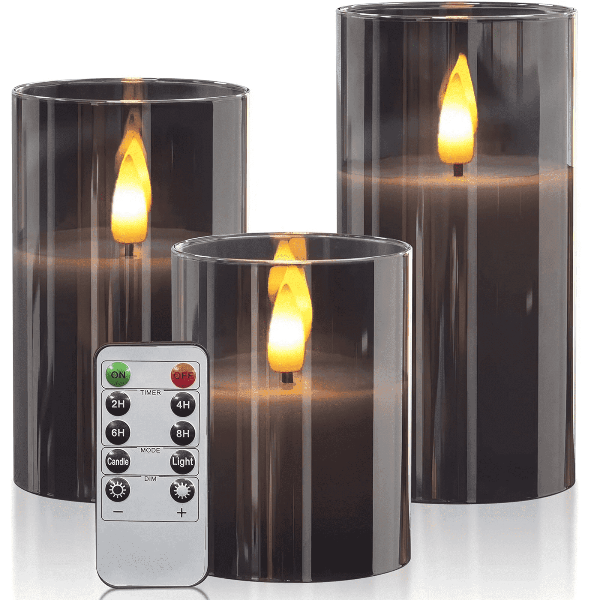 HIDAWN Flameless Candles Flickering with Remote and Timer 3D Wick Acrylic Electric Fake Candles Battery Operated LED Pillar Candle Gray 4 x5 x6 34897326 1025 4b4c 9d97 8722ab3ead28.8dac9d9d1ce02eeb64182e25ca22877d